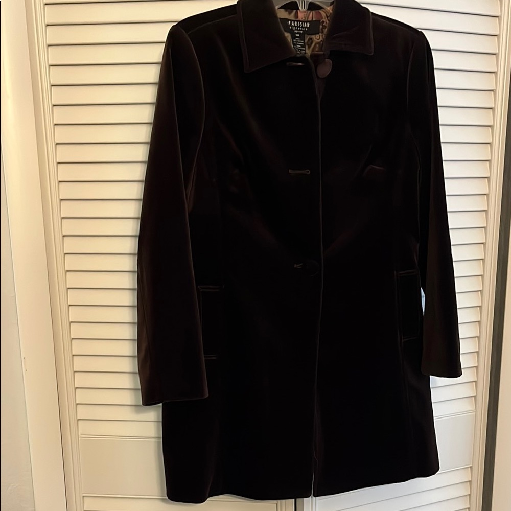 Parisian Signature  Brown Velvet Car Coat  10P